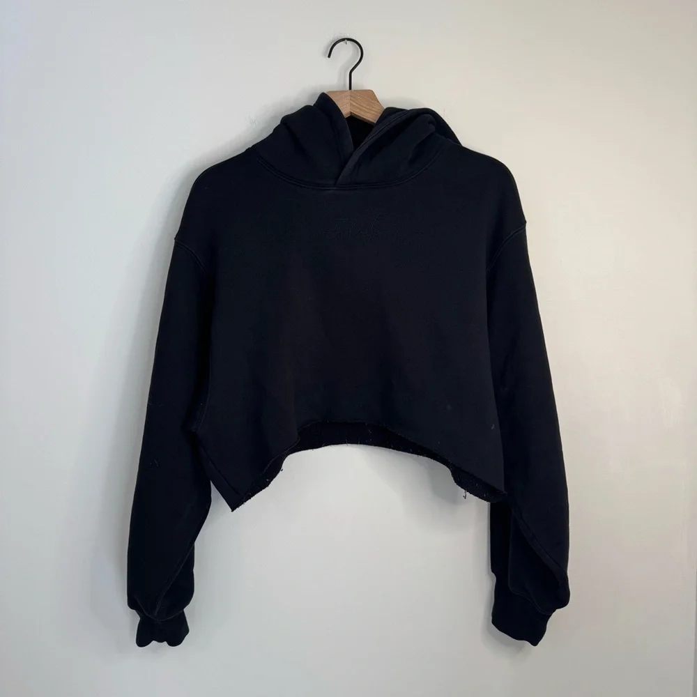 Balance Athletica Vitality Black Oversized Cropped Hoodie Affirmation Size Large